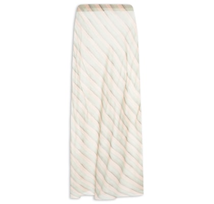 Saia De Georgette Leve Longa Estampada - Verde