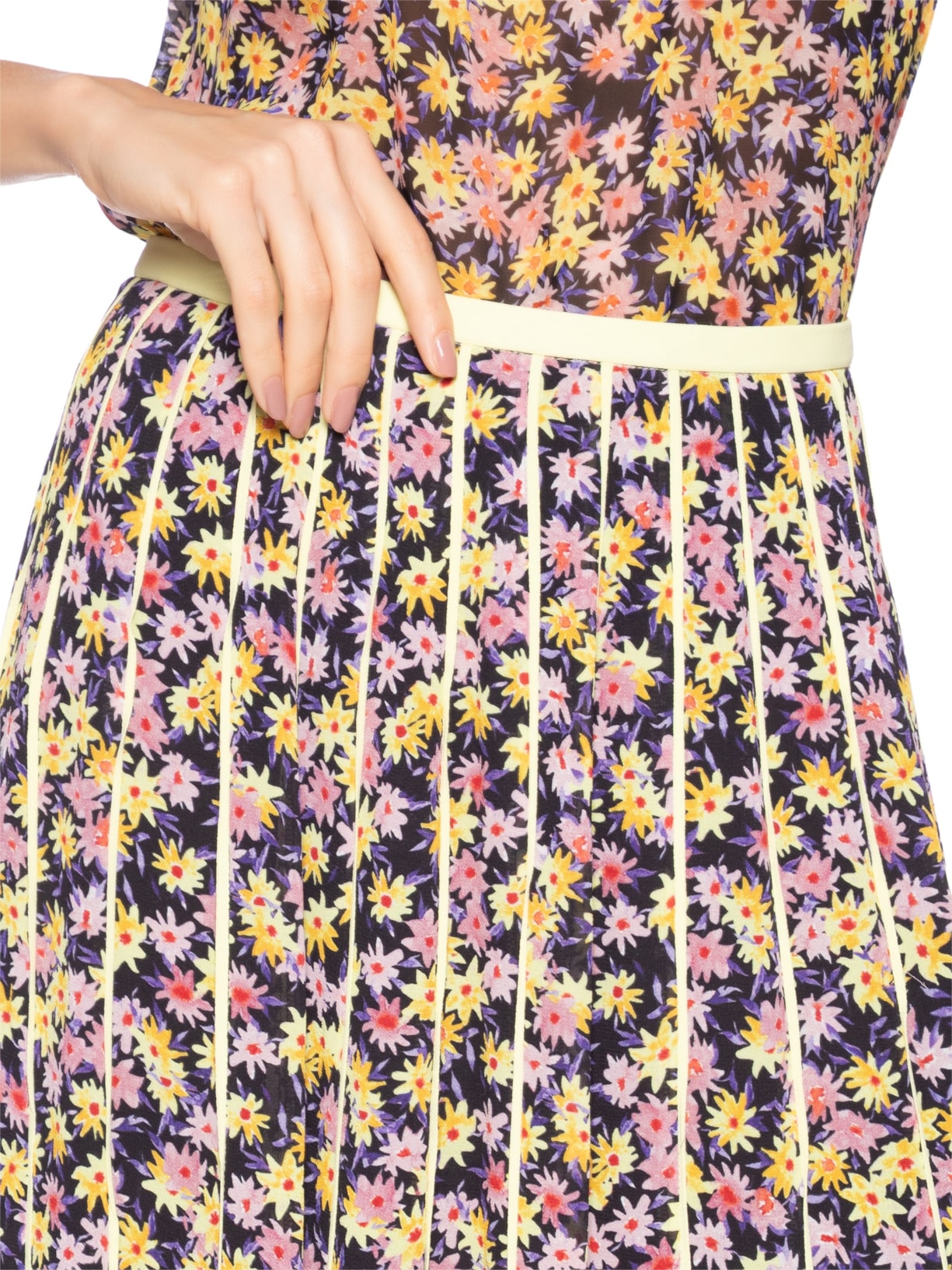 Saia De Georgette Longa Recorte Com Vivos Estampa Liberty Arte  Rosa Animale