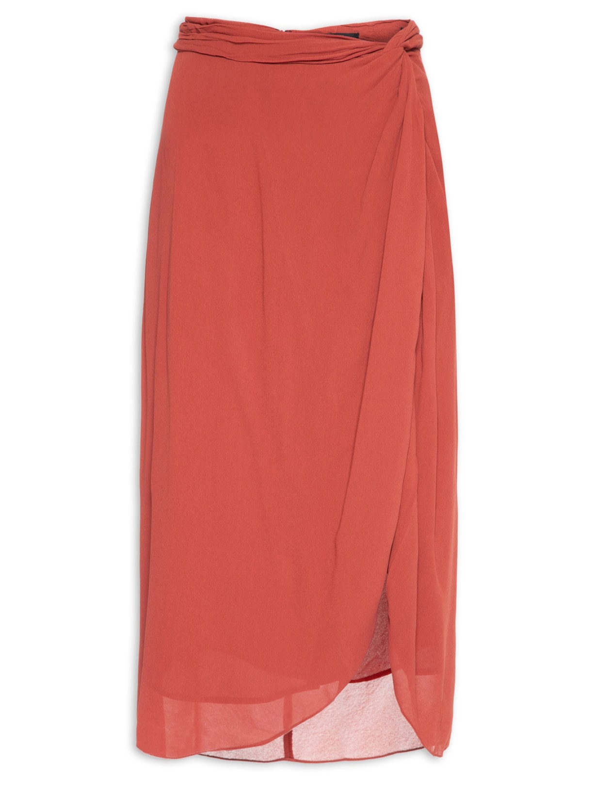 Saia De Georgette Pesado Midi Pareô Vermelha Vermelho Animale