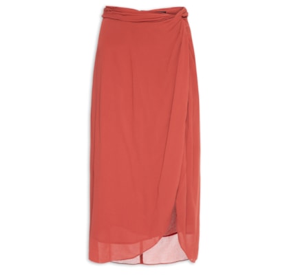 Saia De Georgette Pesado Midi Pareô Vermelha - Vermelho