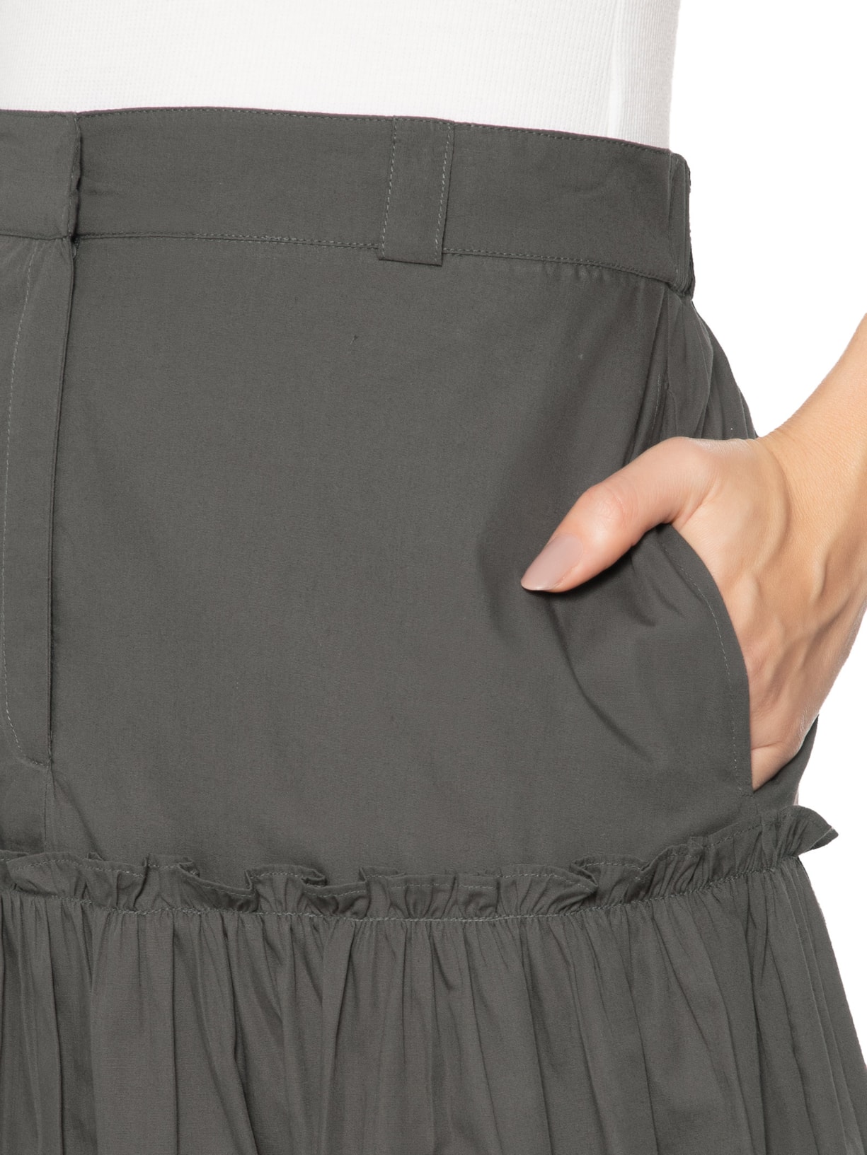 Saia De Tricoline Balone Midi Verde Animale Jeans