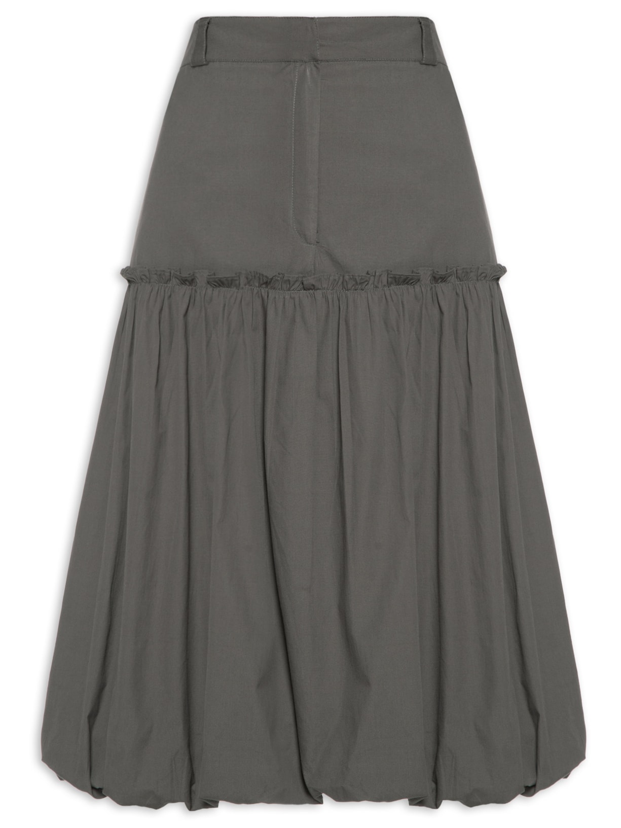 Saia De Tricoline Balone Midi Verde Animale Jeans