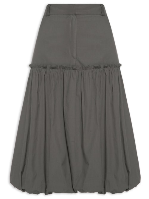 Saia De Tricoline Balone Midi - Verde