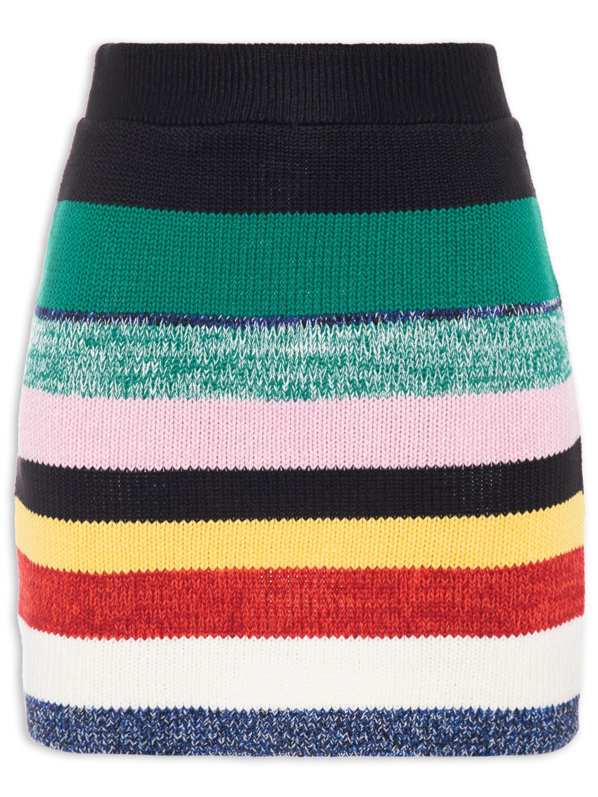 Saia De Tricot Fios Multicolor - Preto