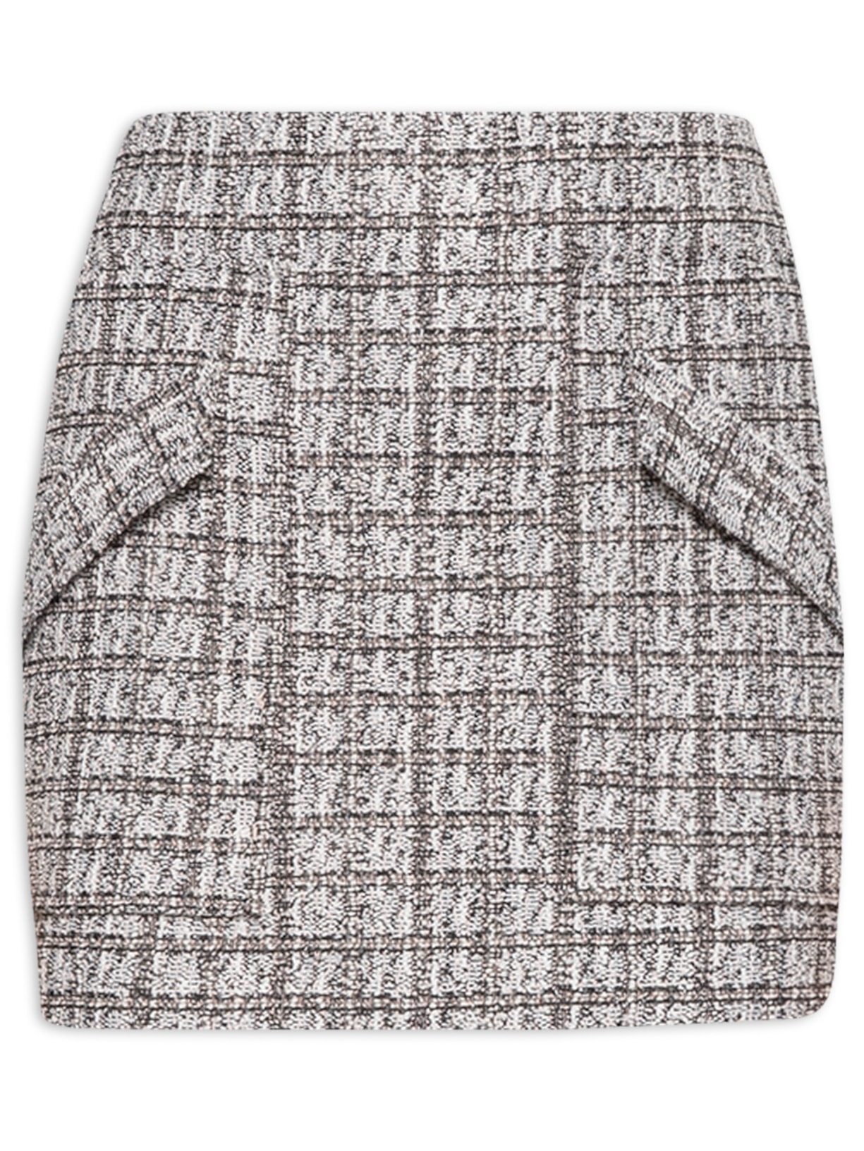 Saia De Tweed Curta Bolsos - Cinza