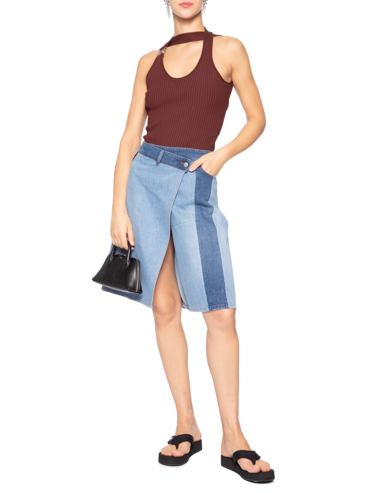 Saia Denim Patchwork Circular Azul Coperni
