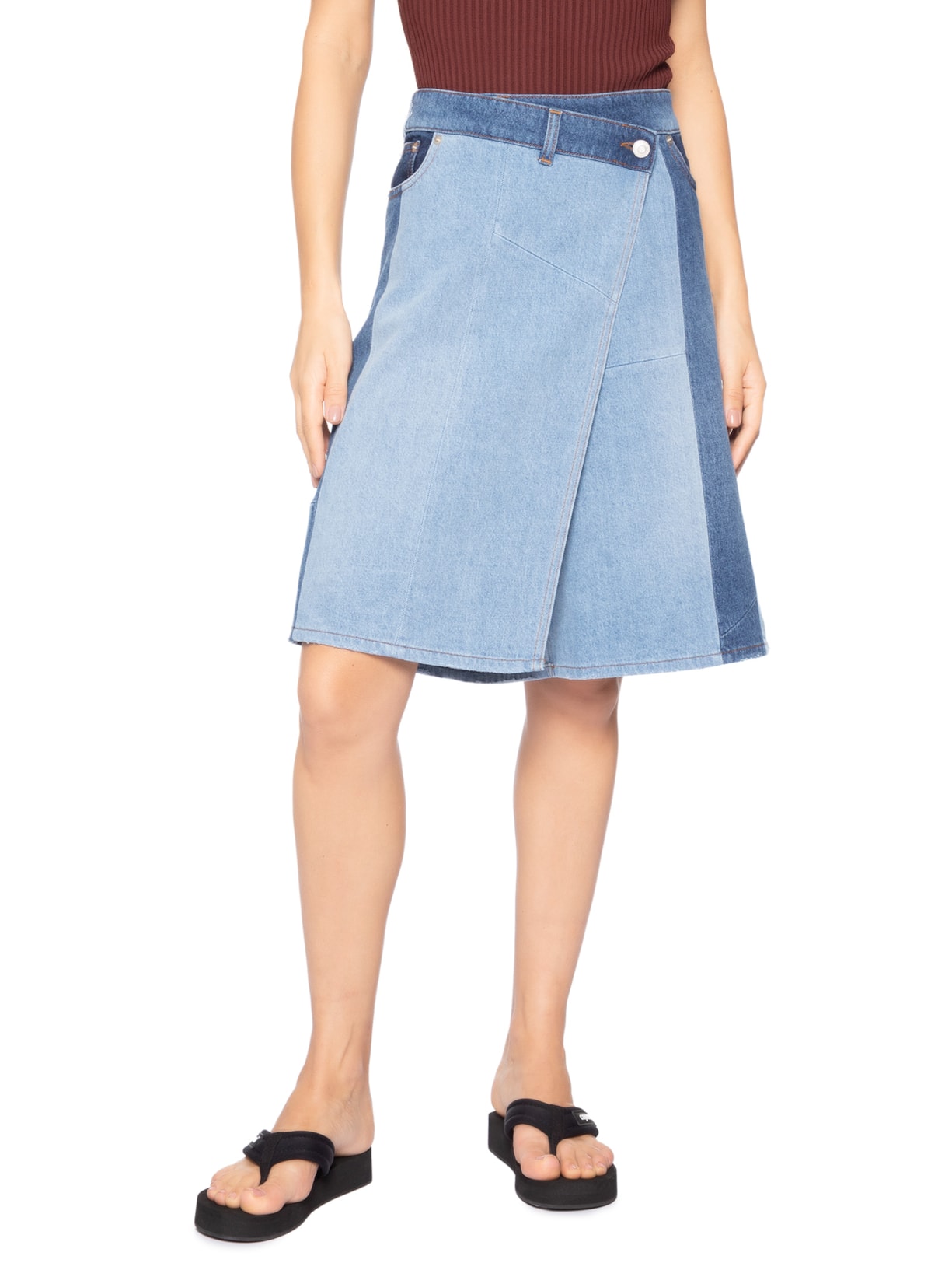 Saia Denim Patchwork Circular Azul Coperni