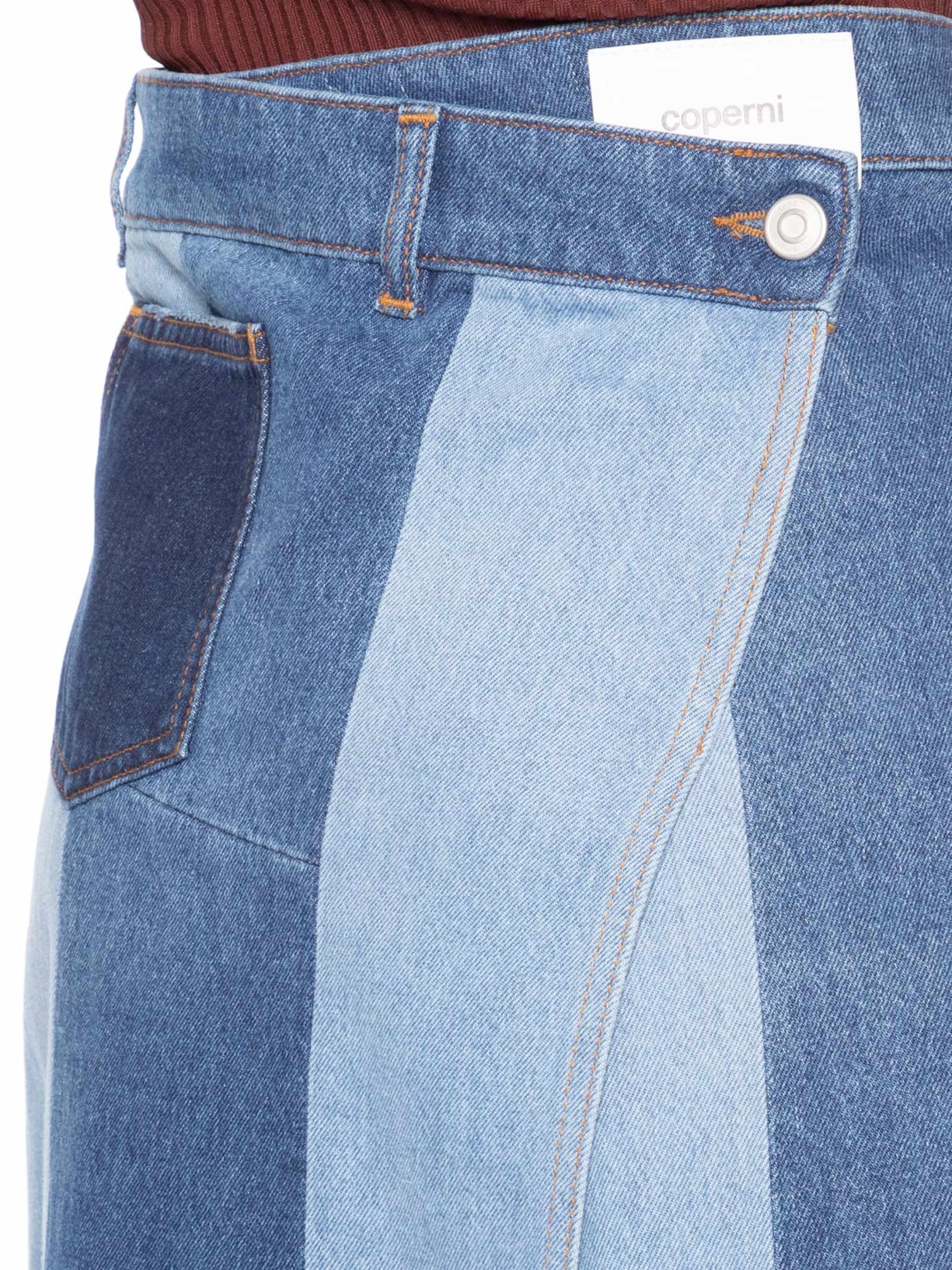 Saia Denim Patchwork Circular Azul Coperni