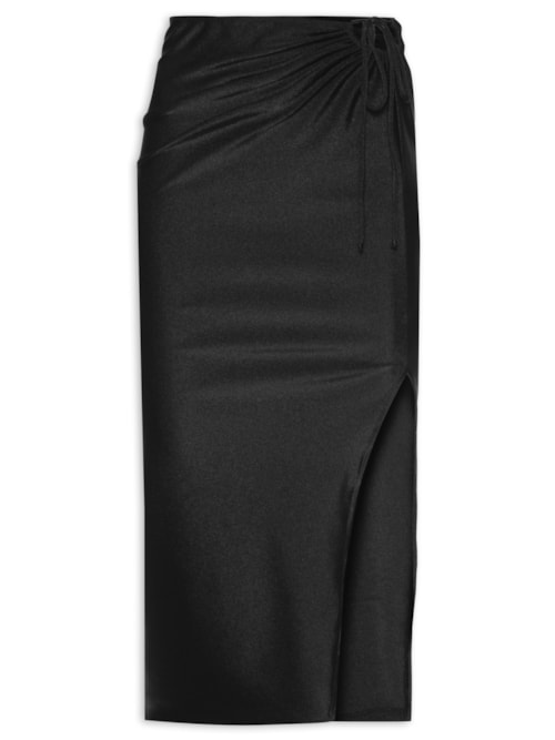 Saia Detalhe Franzido Lateral - Preto