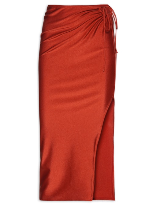 Saia Detalhe Franzido Lateral - Vermelho