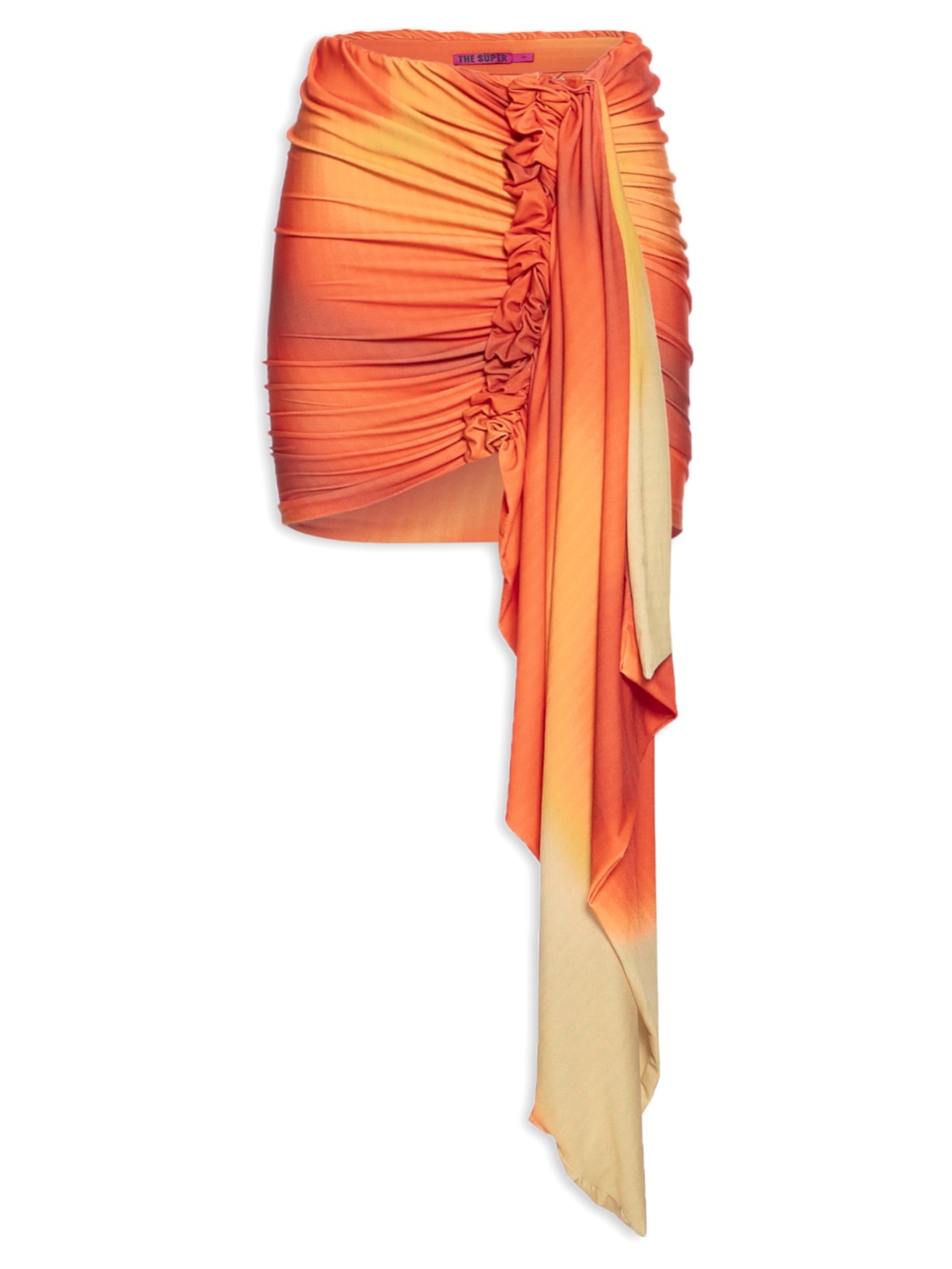 Saia Drapeada Estampado - Laranja