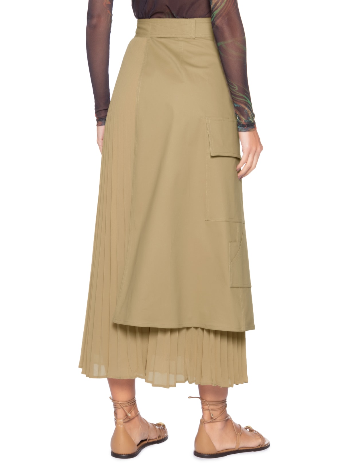 Saia Duo Plissado Cotton Bege Osklen