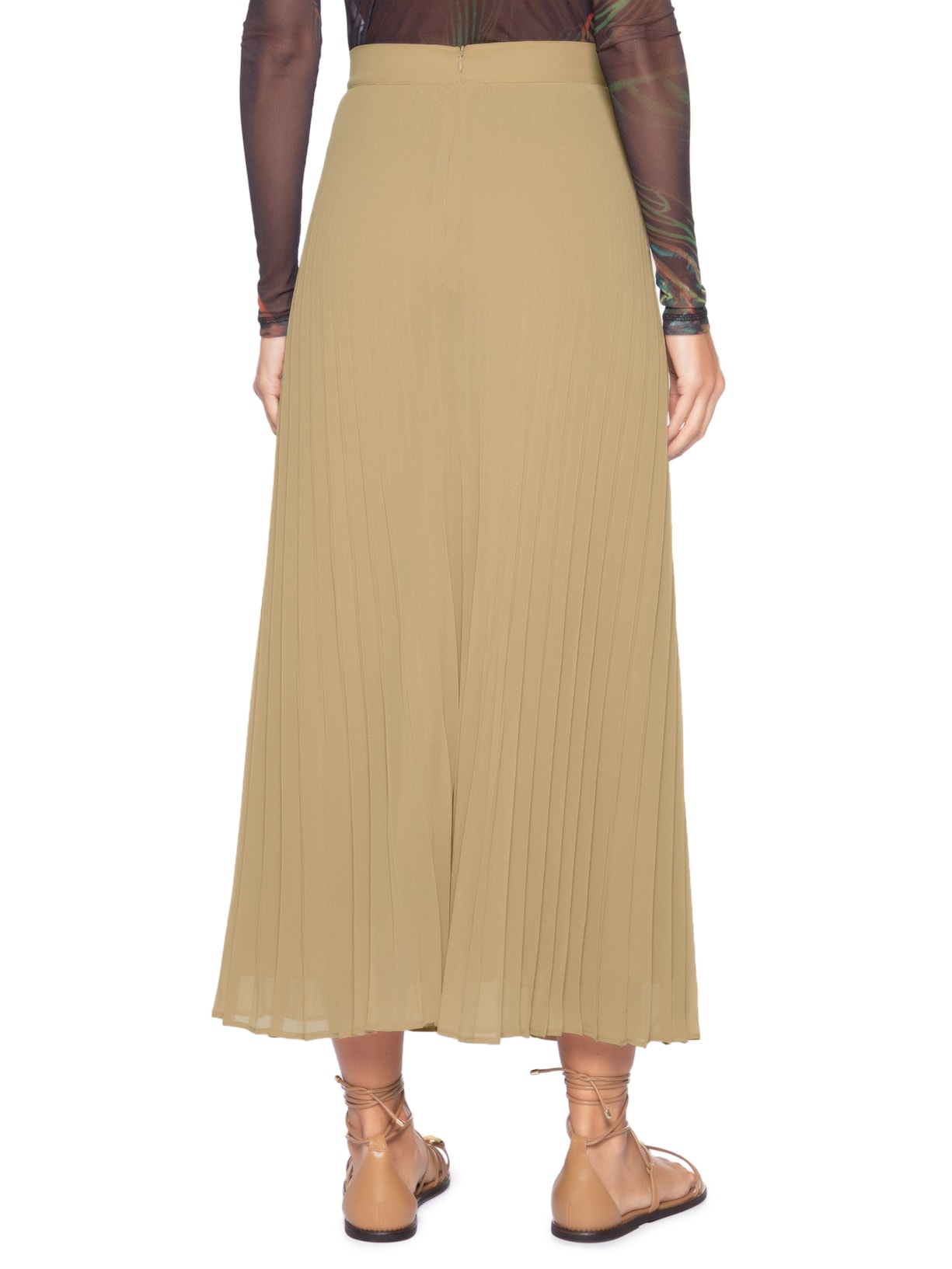 Saia Duo Plissado Cotton Bege Osklen