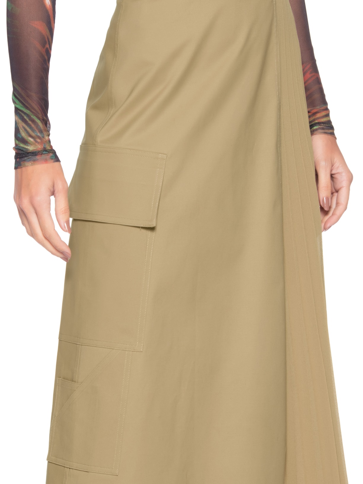 Saia Duo Plissado Cotton Bege Osklen