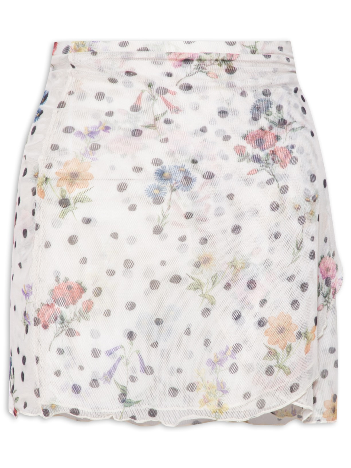 Saia Envelope De Tule Estampado Olivia - Bege