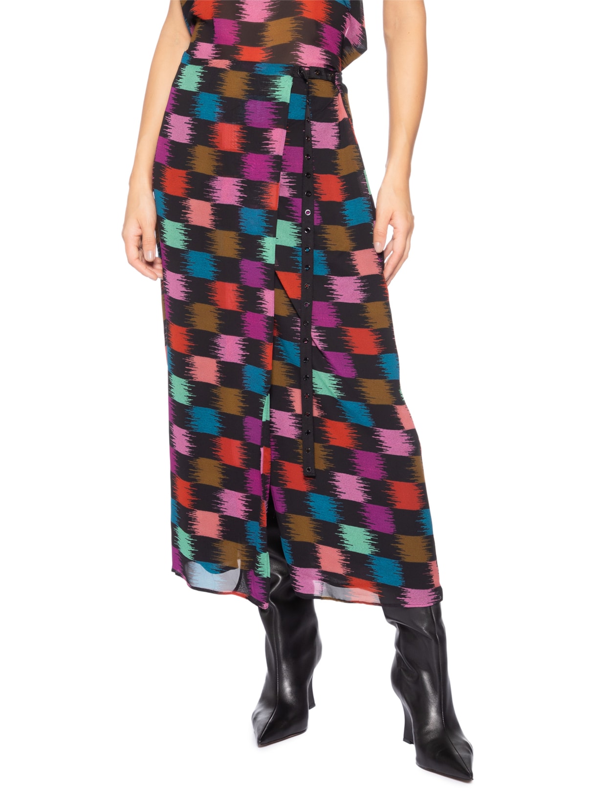 Saia Envelope Xadrez Whisky Preto Animale