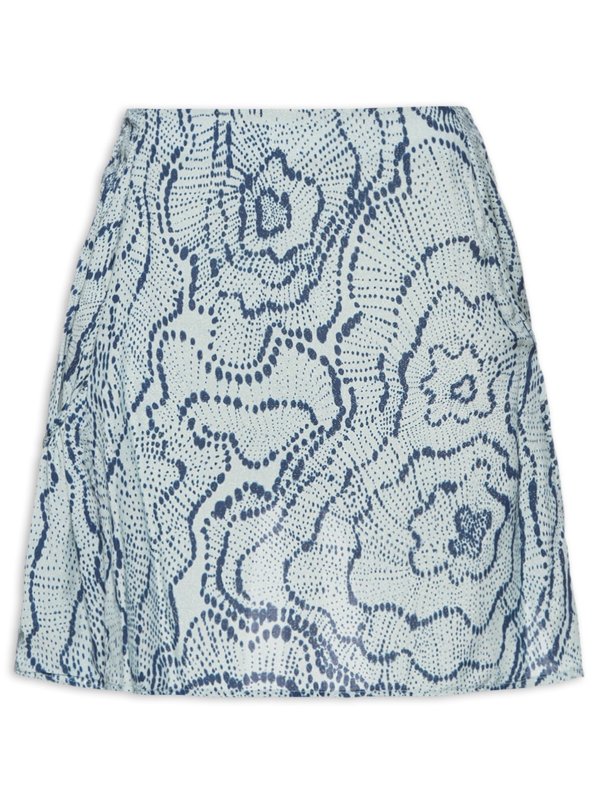 Saia Estampa Floral Anêmona E Ondas - Azul