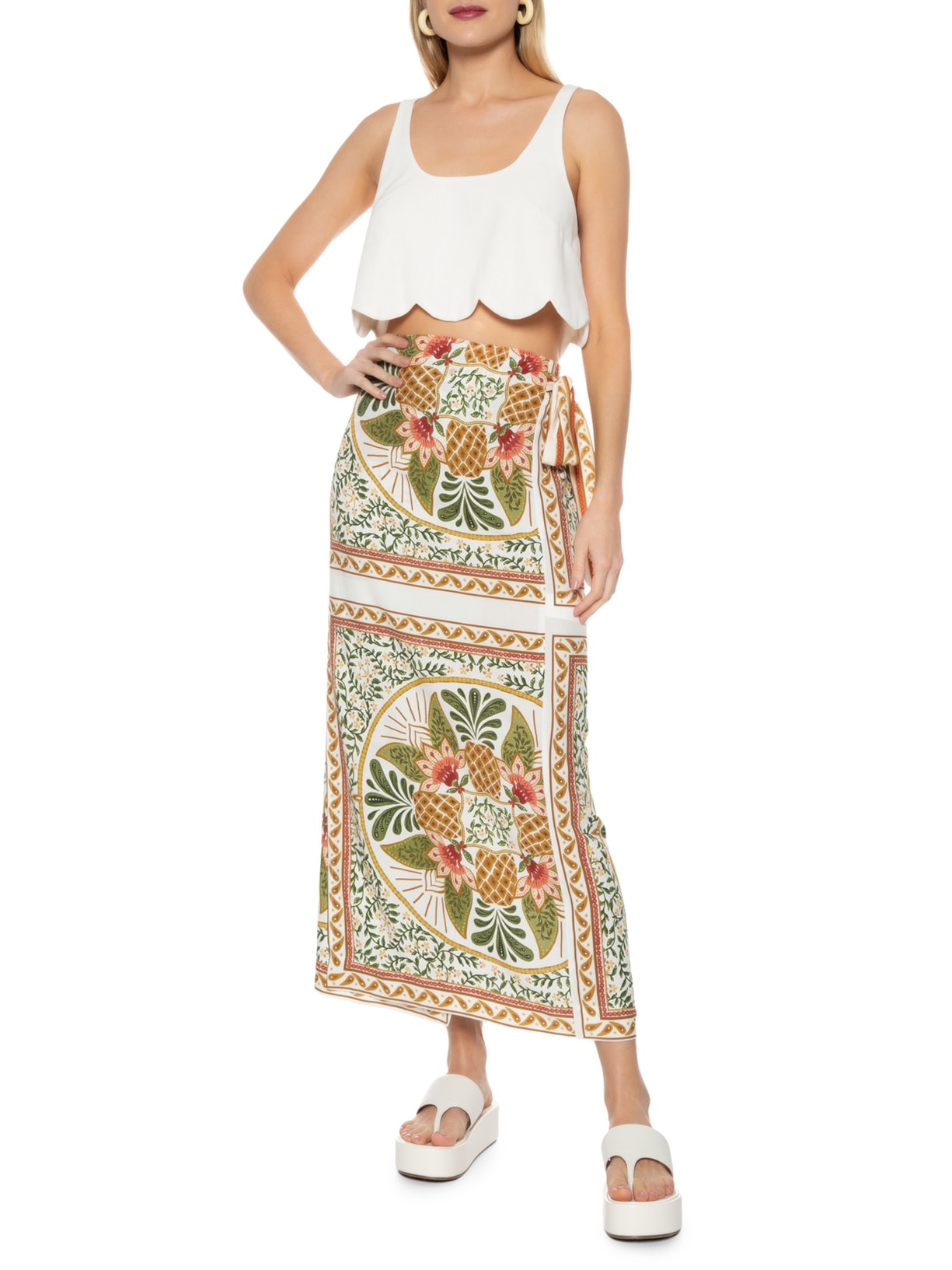 Saia Estampada Maialu Off White Farm