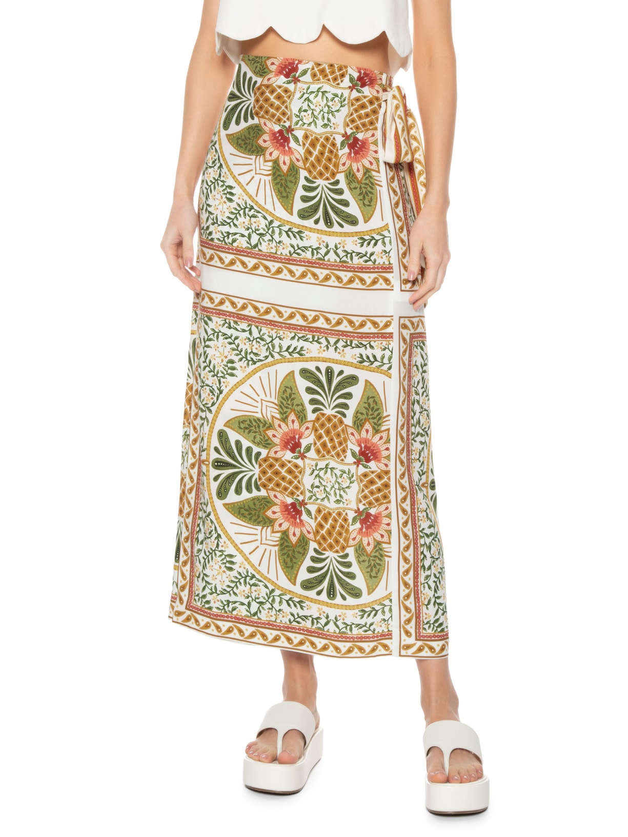 Saia Estampada Maialu Off White Farm