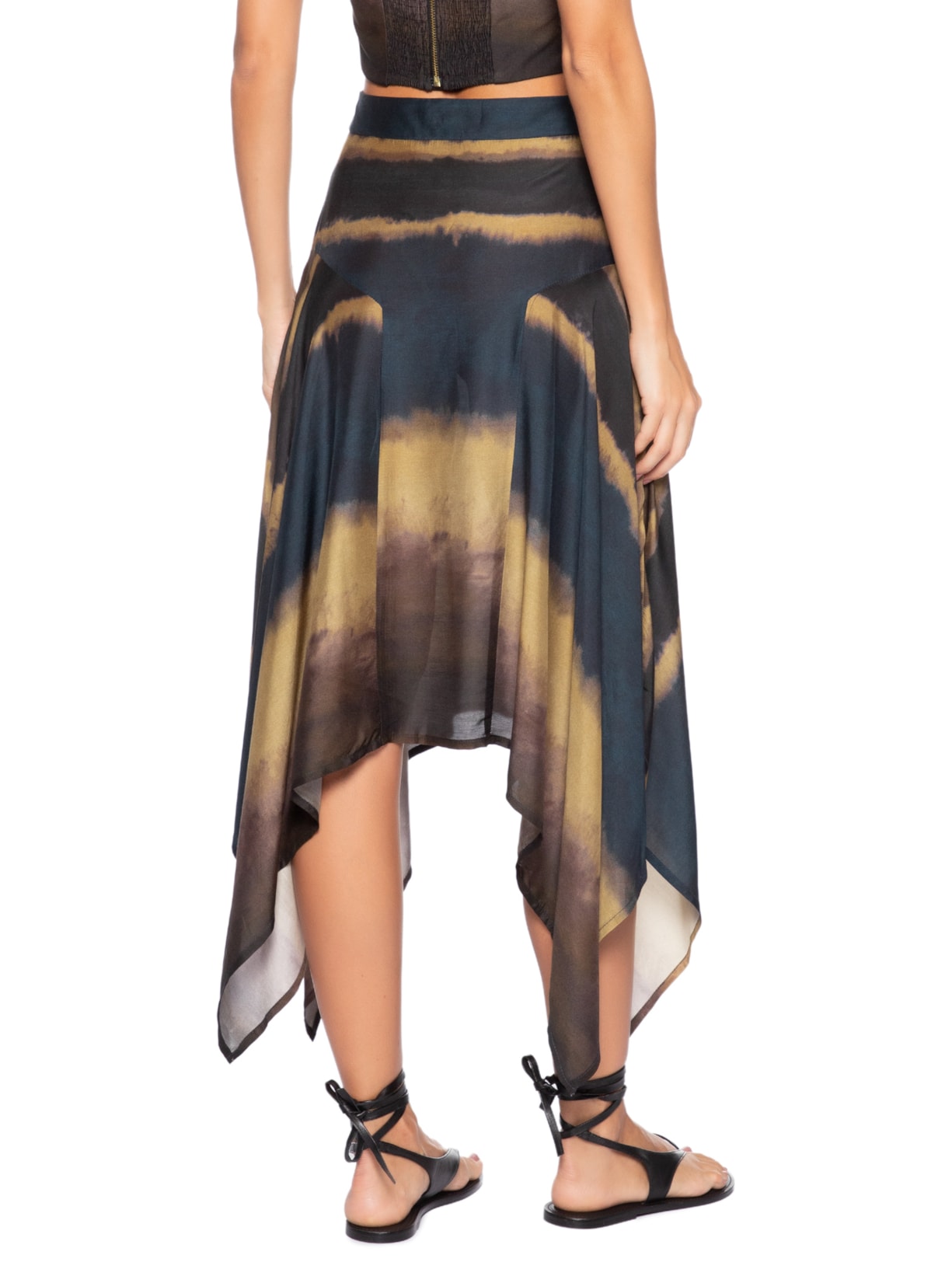 Saia Estampada Midi Marrom Cia Marítima