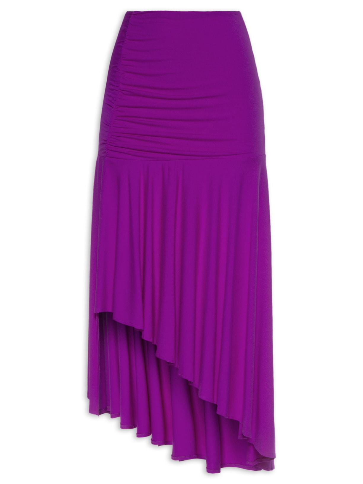 Saia Feminina Assimétrica Babados - Roxo