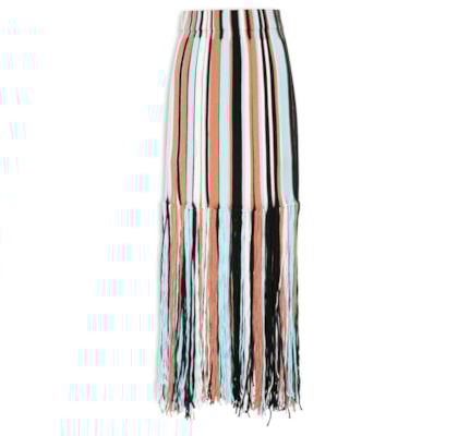 Saia Feminina Com Franjas Em Tricot - Azul