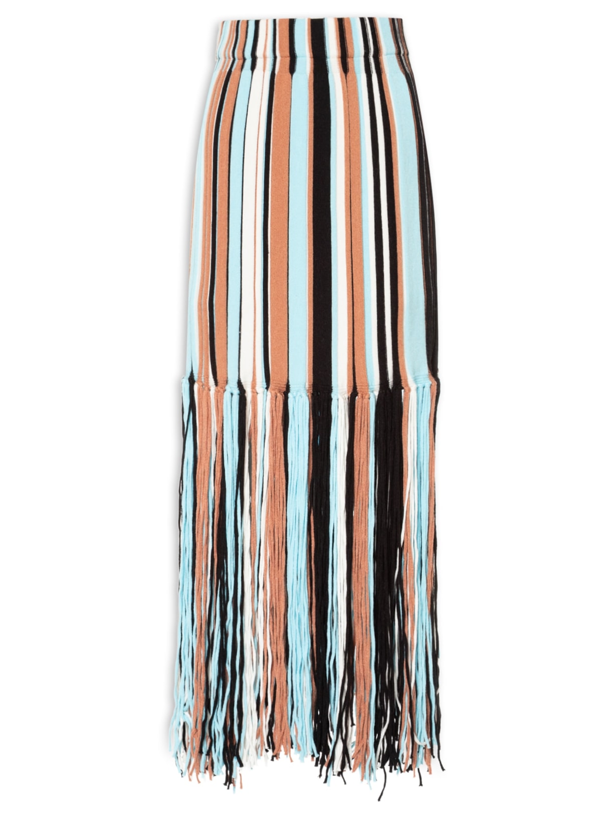 Saia Feminina Com Franjas Em Tricot - Azul