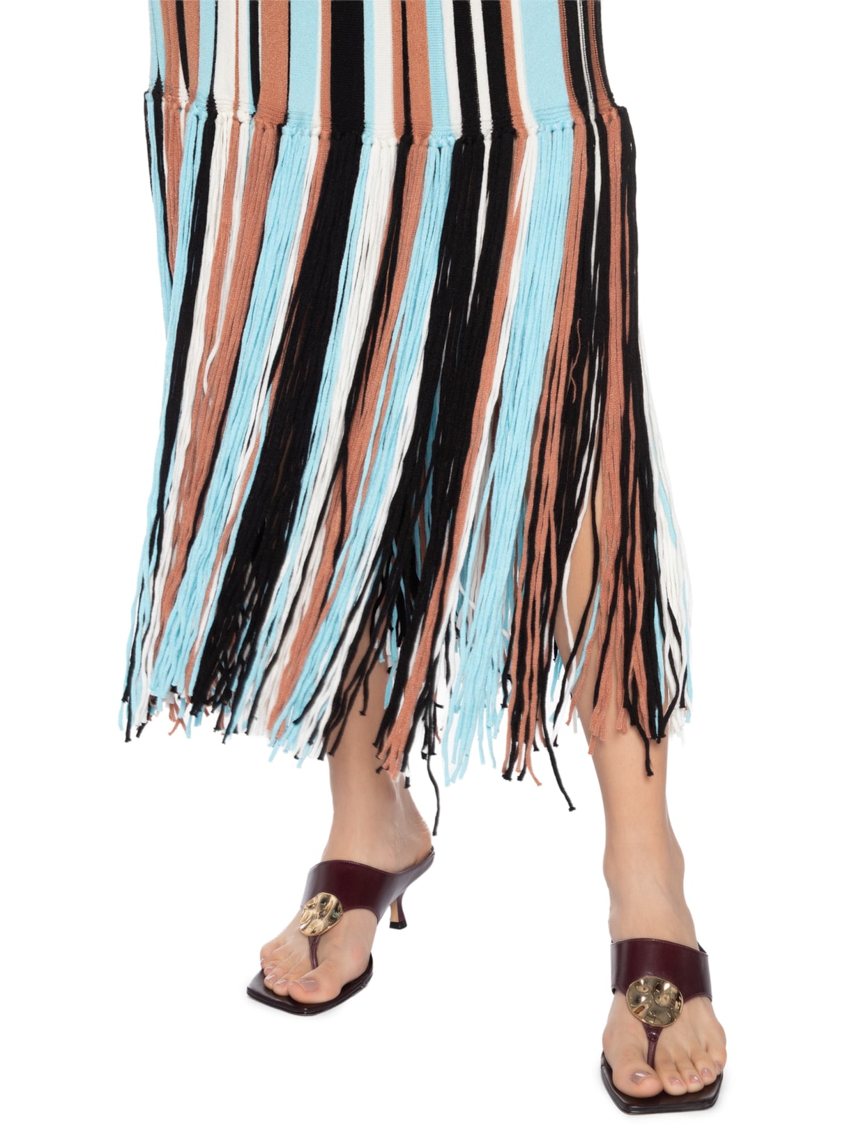 Saia Feminina Com Franjas Em Tricot Azul '2Essential