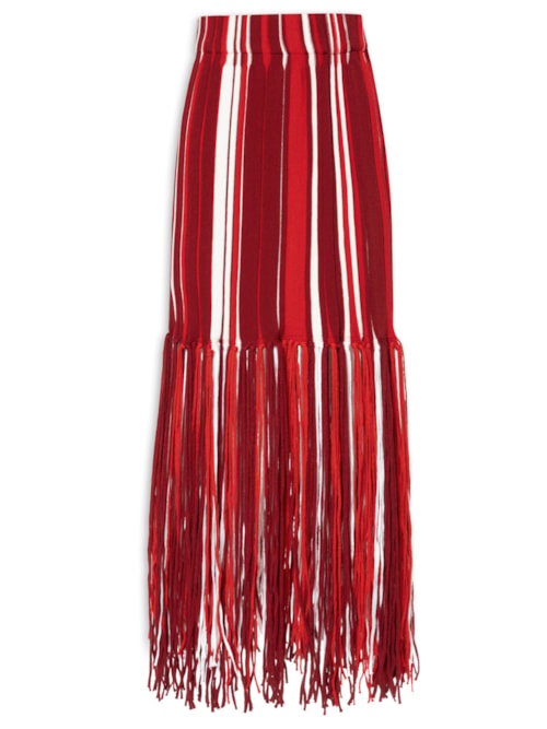 Saia Feminina Com Franjas Em Tricot - Vermelho