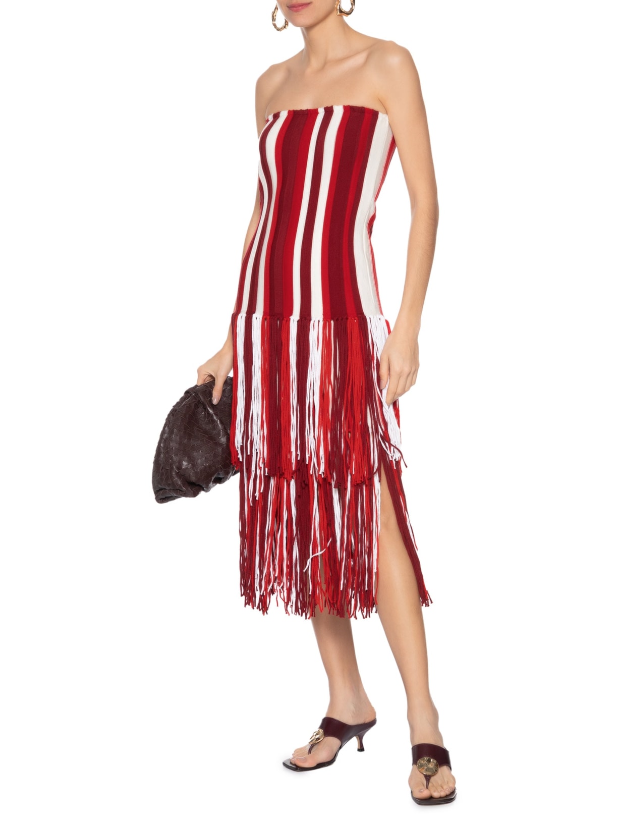 Saia Feminina Com Franjas Em Tricot Vermelho '2Essential