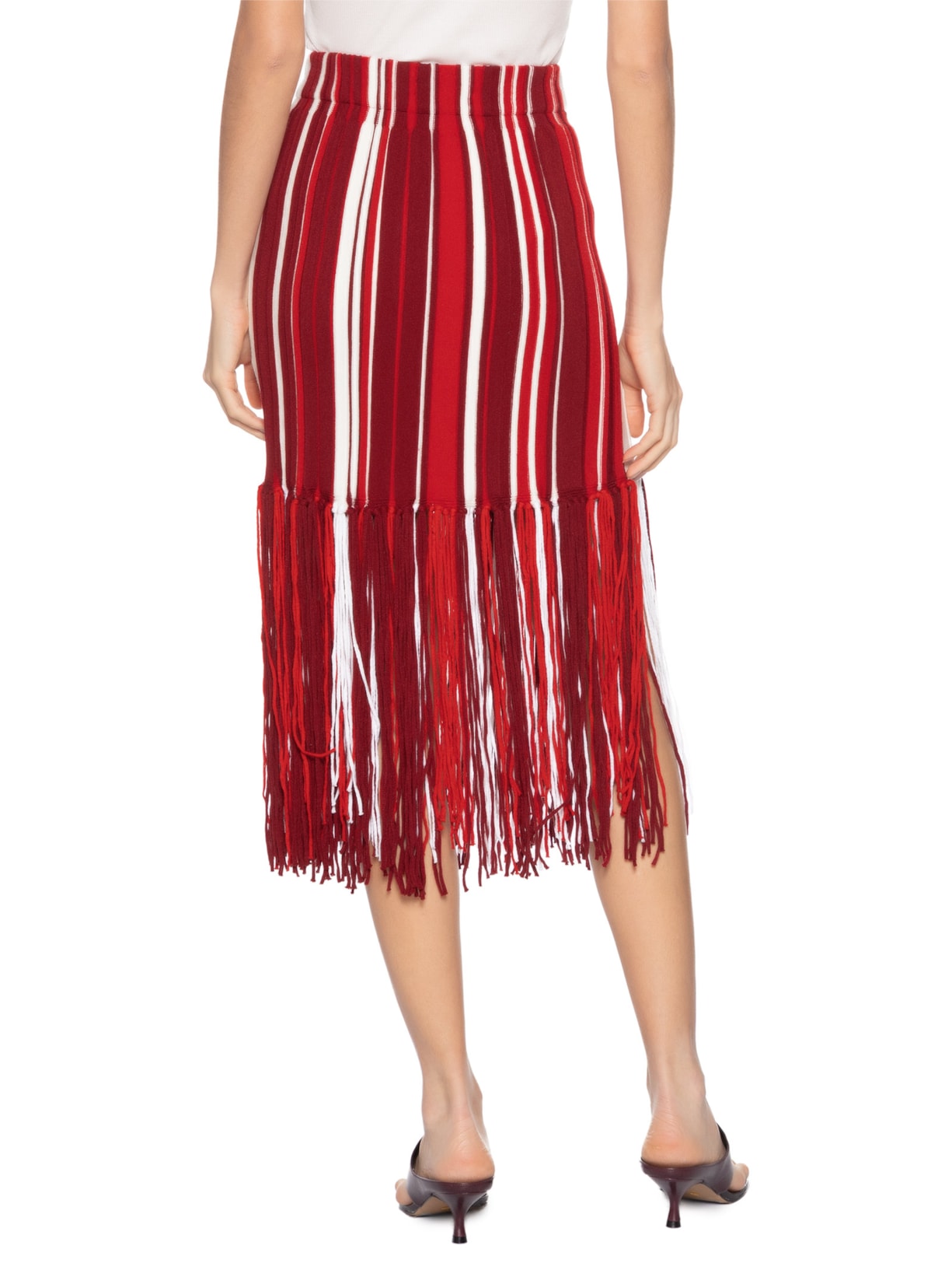 Saia Feminina Com Franjas Em Tricot Vermelho '2Essential