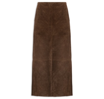 Saia Feminina Couro Longa Mary - Kate - Marrom