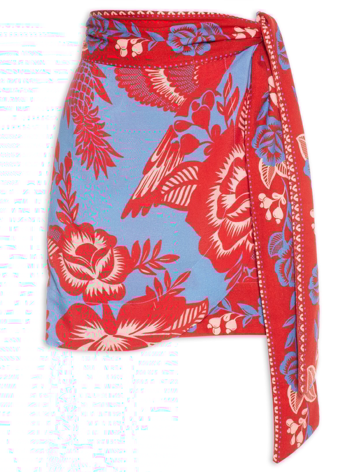 Saia Feminina Curta Laço Mania De Caju Azul Farm