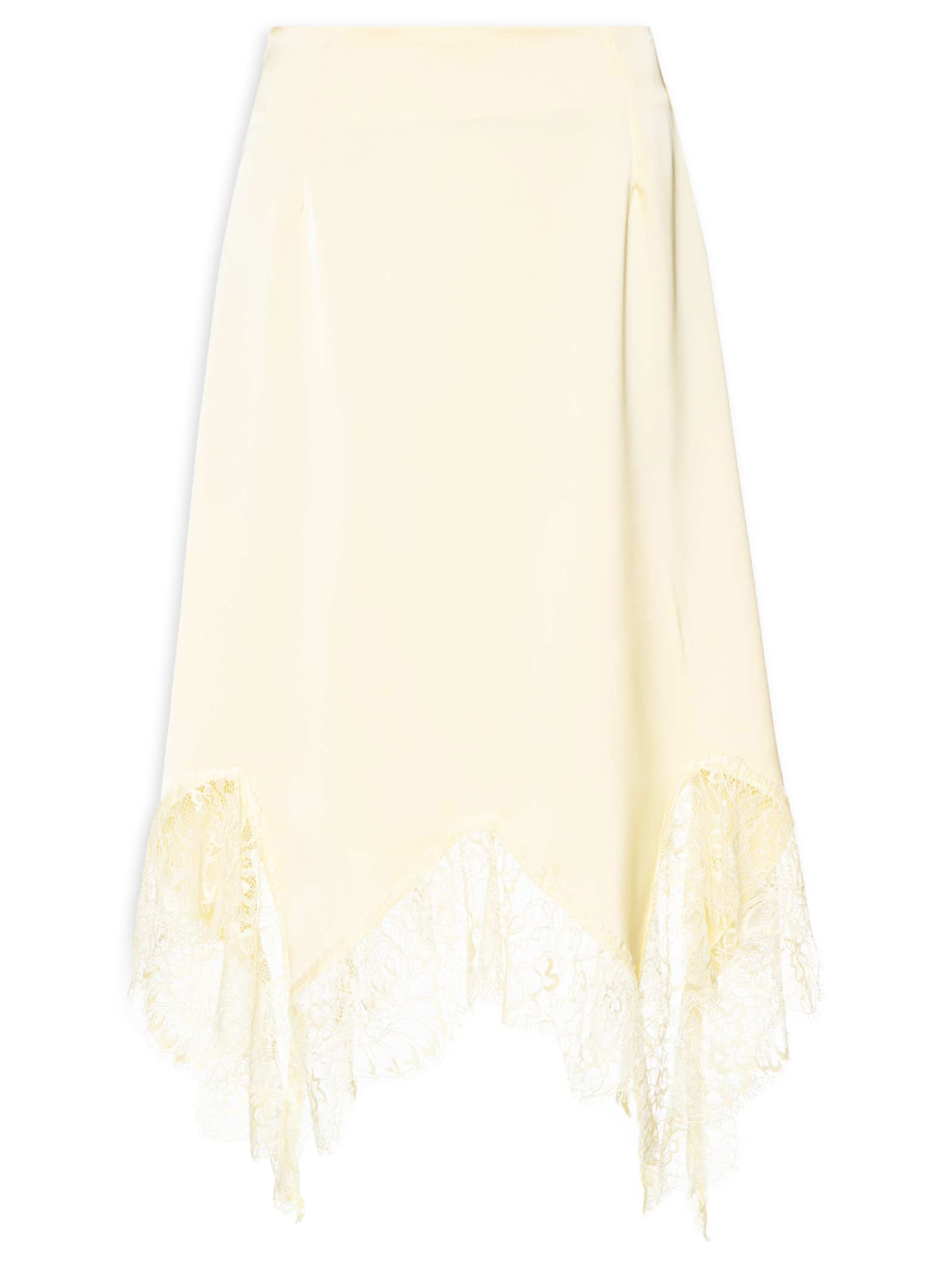 Saia Feminina Em Cetim Com Renda Amarelo Market 33