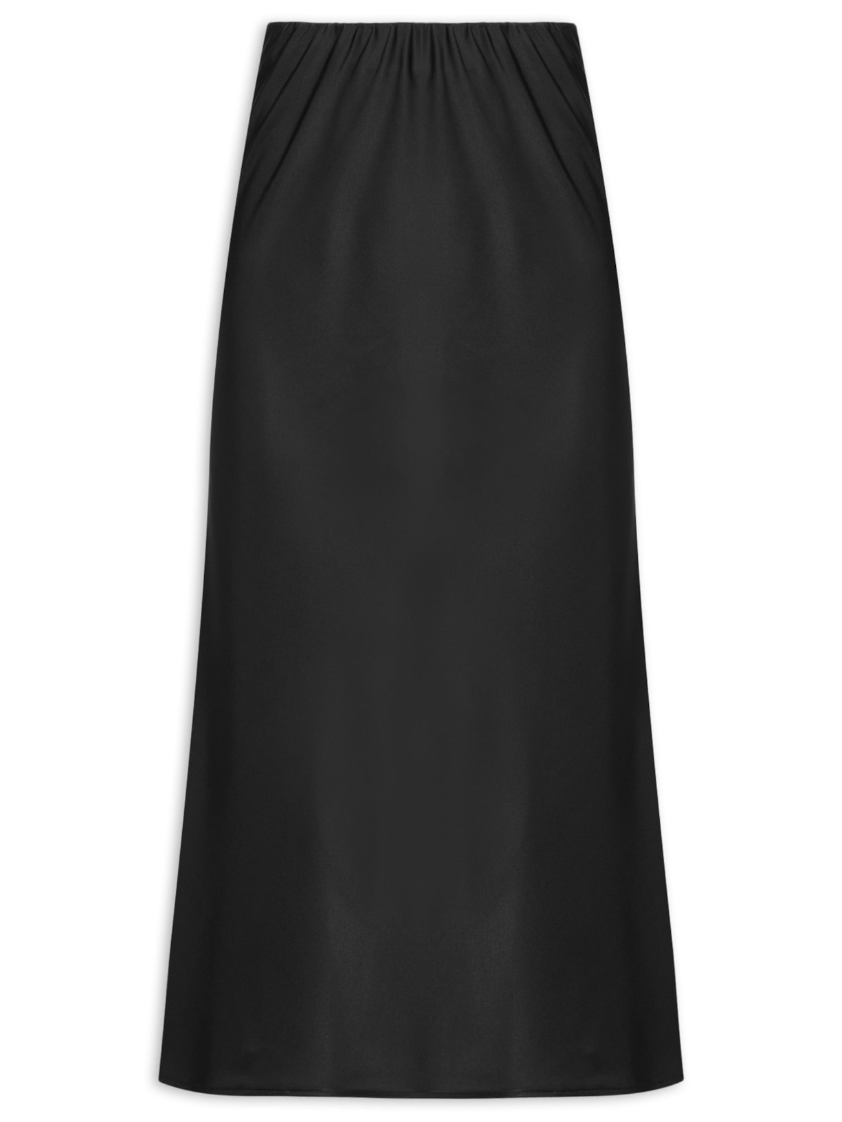 Saia Feminina Evasê Acetinada - Preto