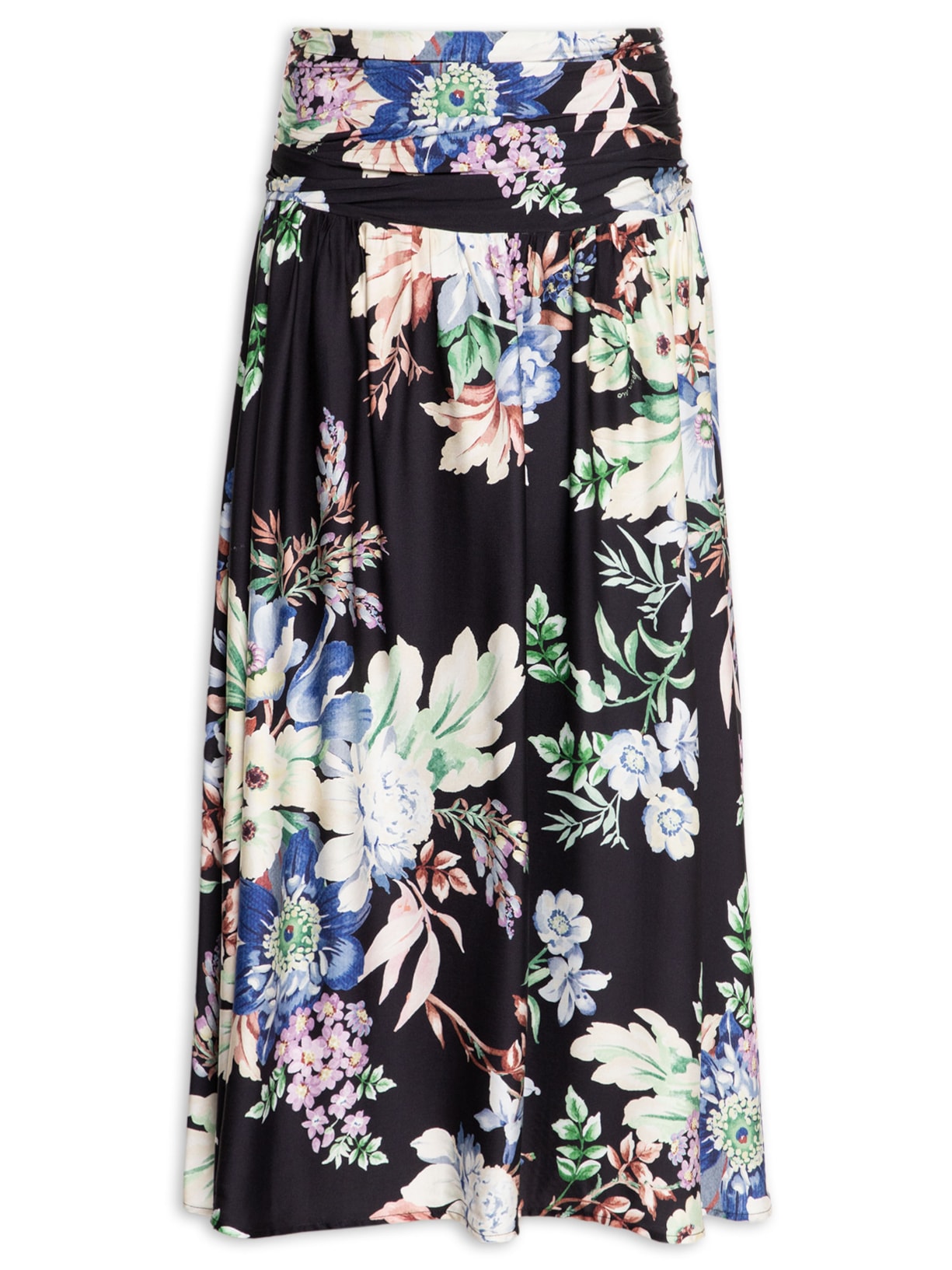 Saia Feminina Floral Leni Preto Farm