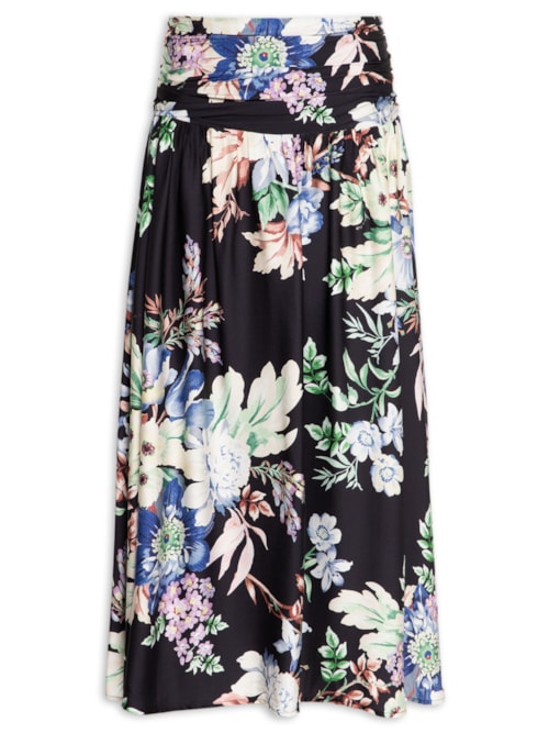 Saia Feminina Floral Leni - Preto