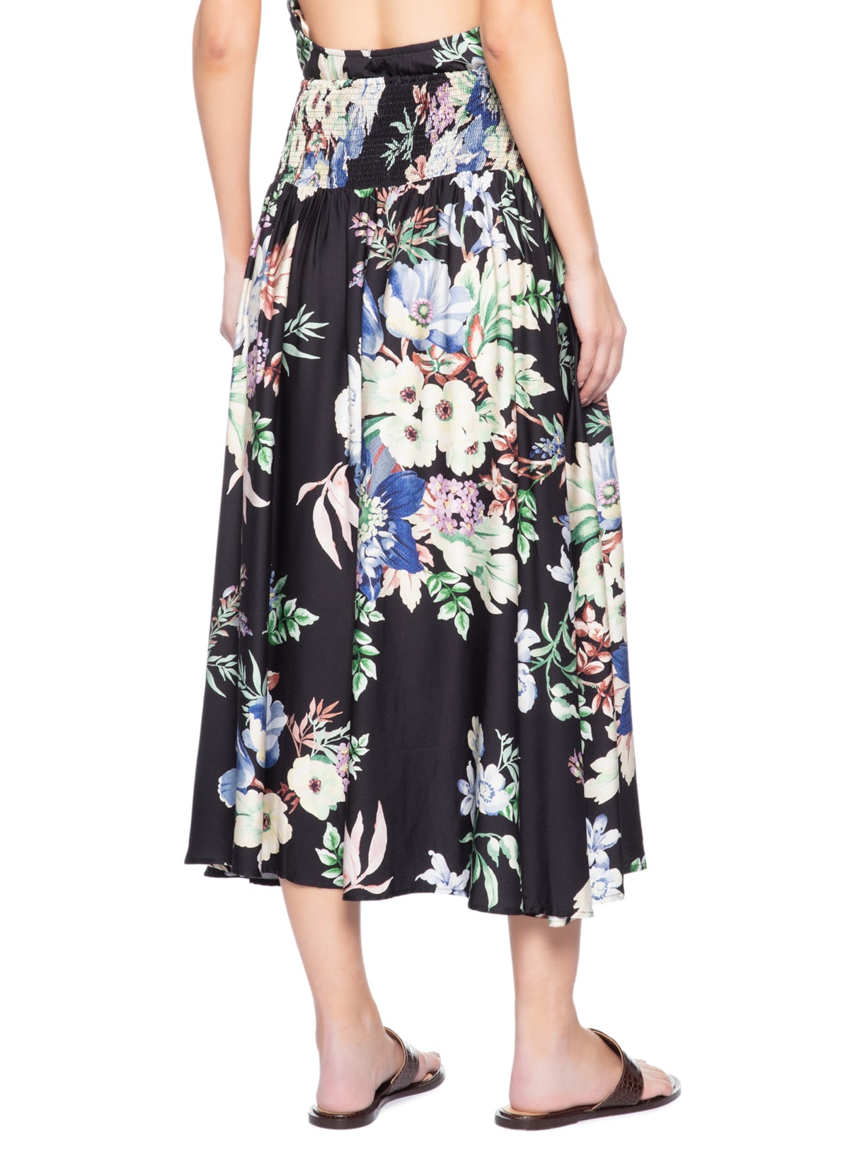Saia Feminina Floral Leni Preto Farm