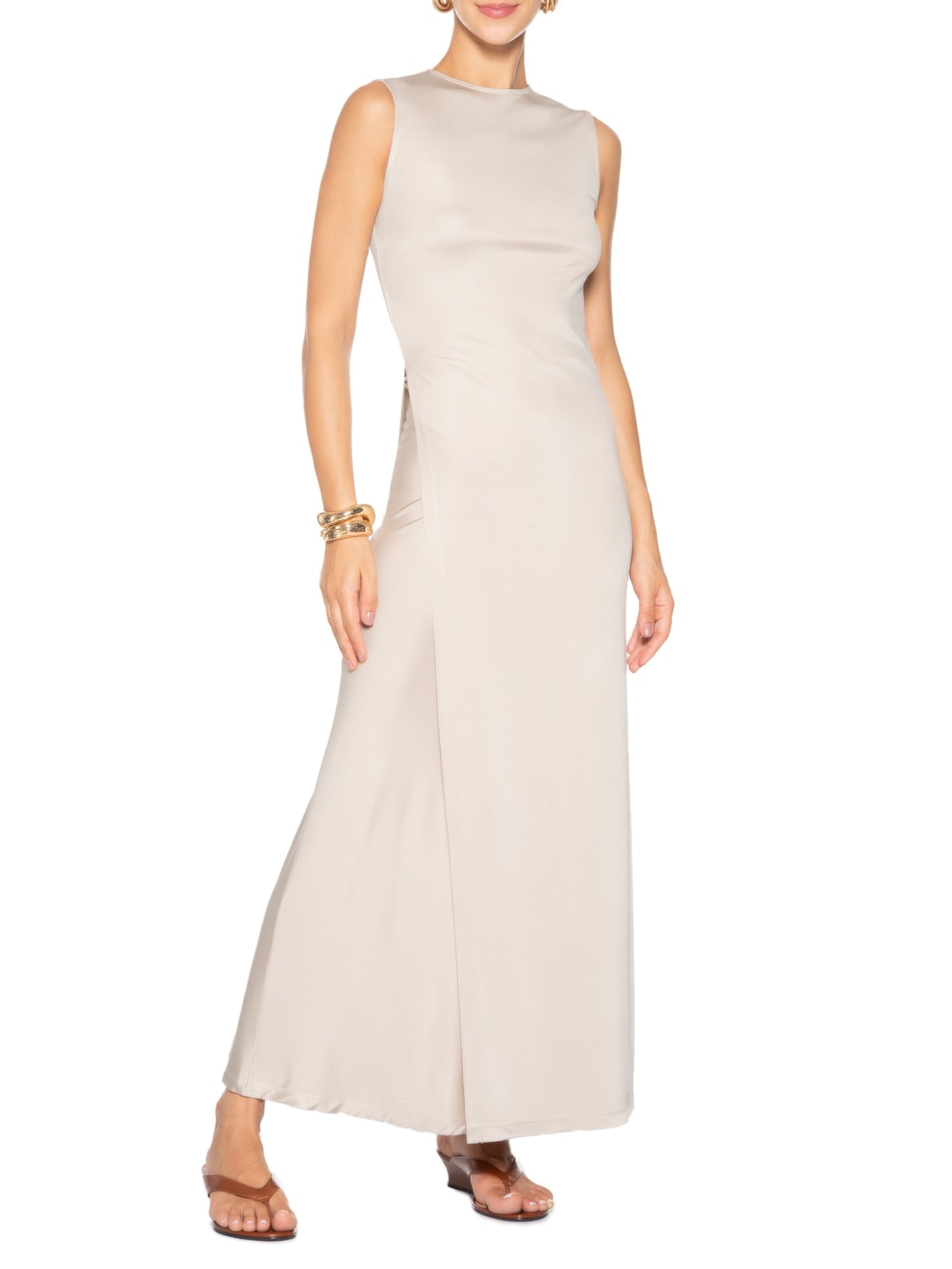 Saia Feminina Longa Evasê Bege '2Essential