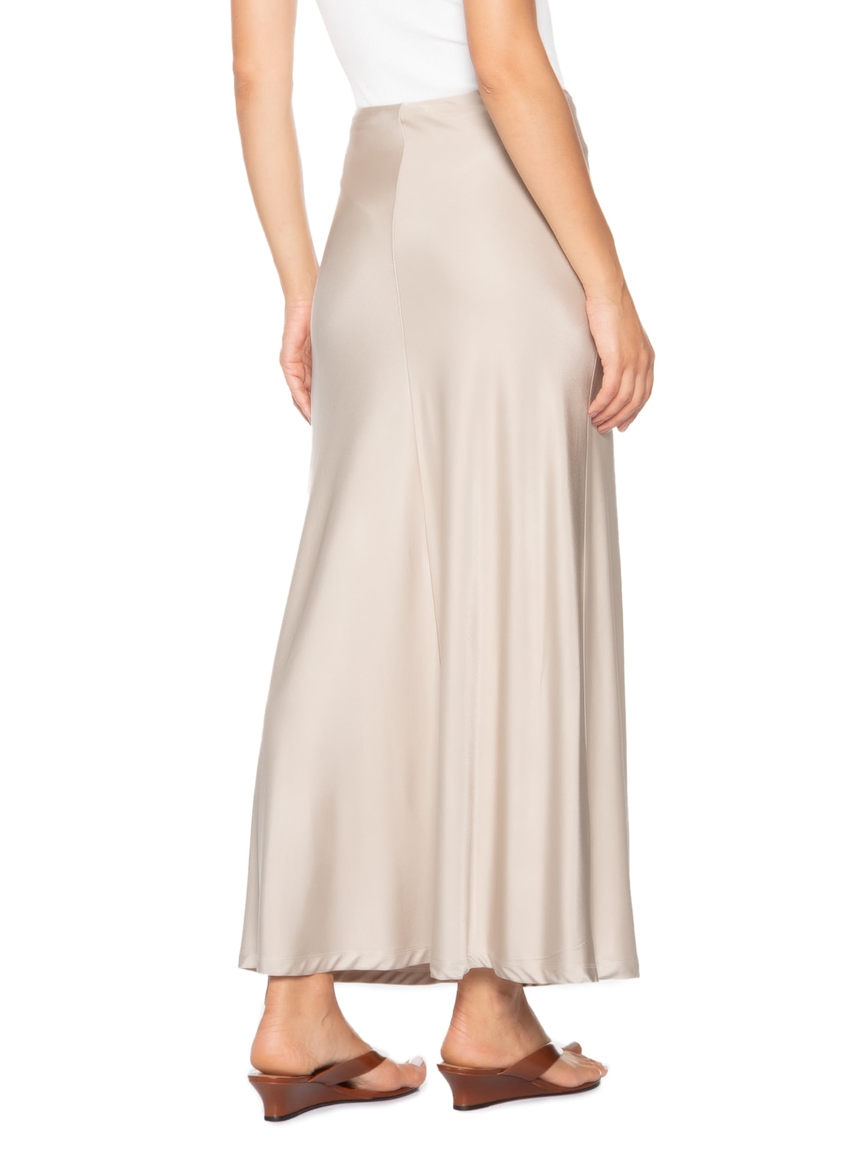 Saia Feminina Longa Evasê Bege '2Essential