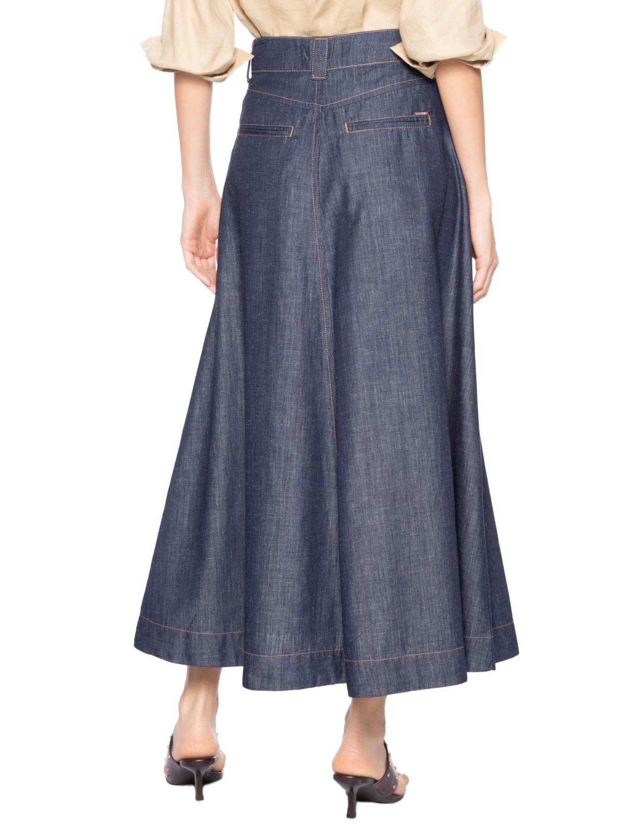 Saia Feminina Midi Fany Azul Le Lis