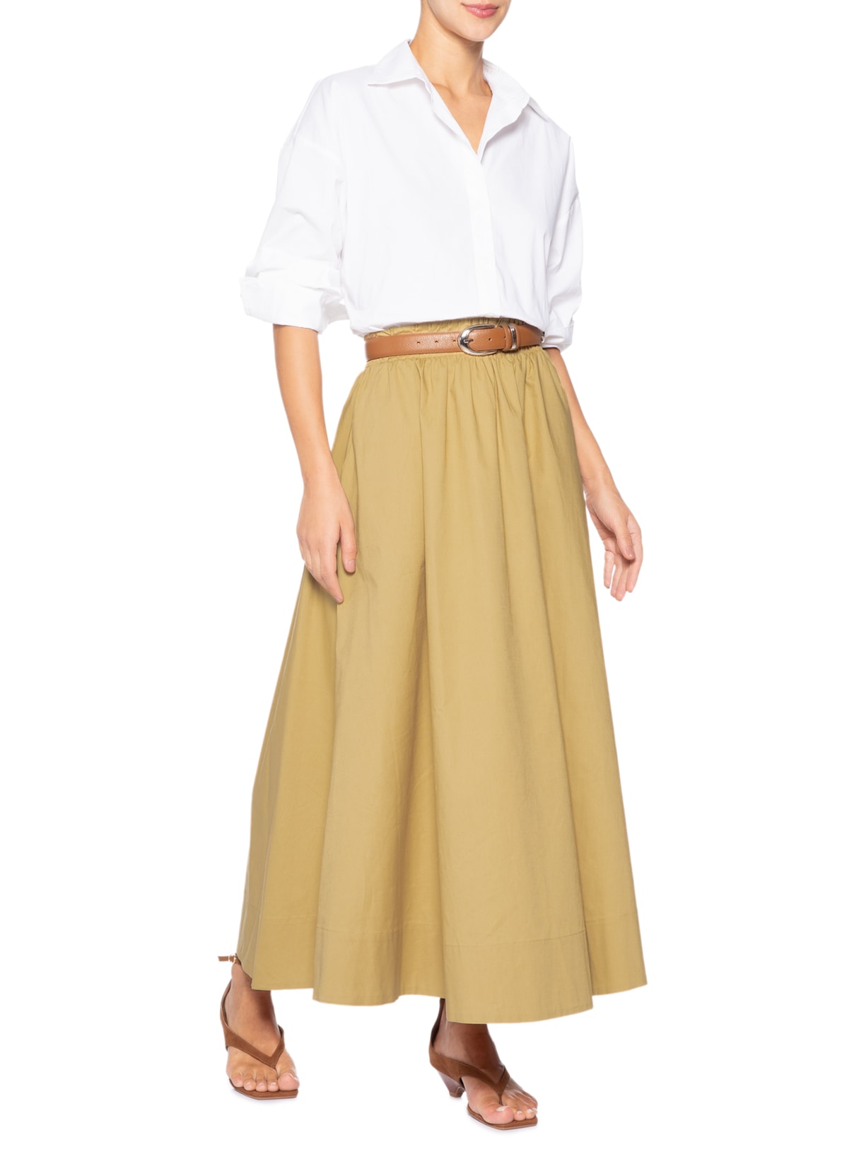 Saia Feminina Midi Maxi Godê -Bege by '2ESSENTIAL