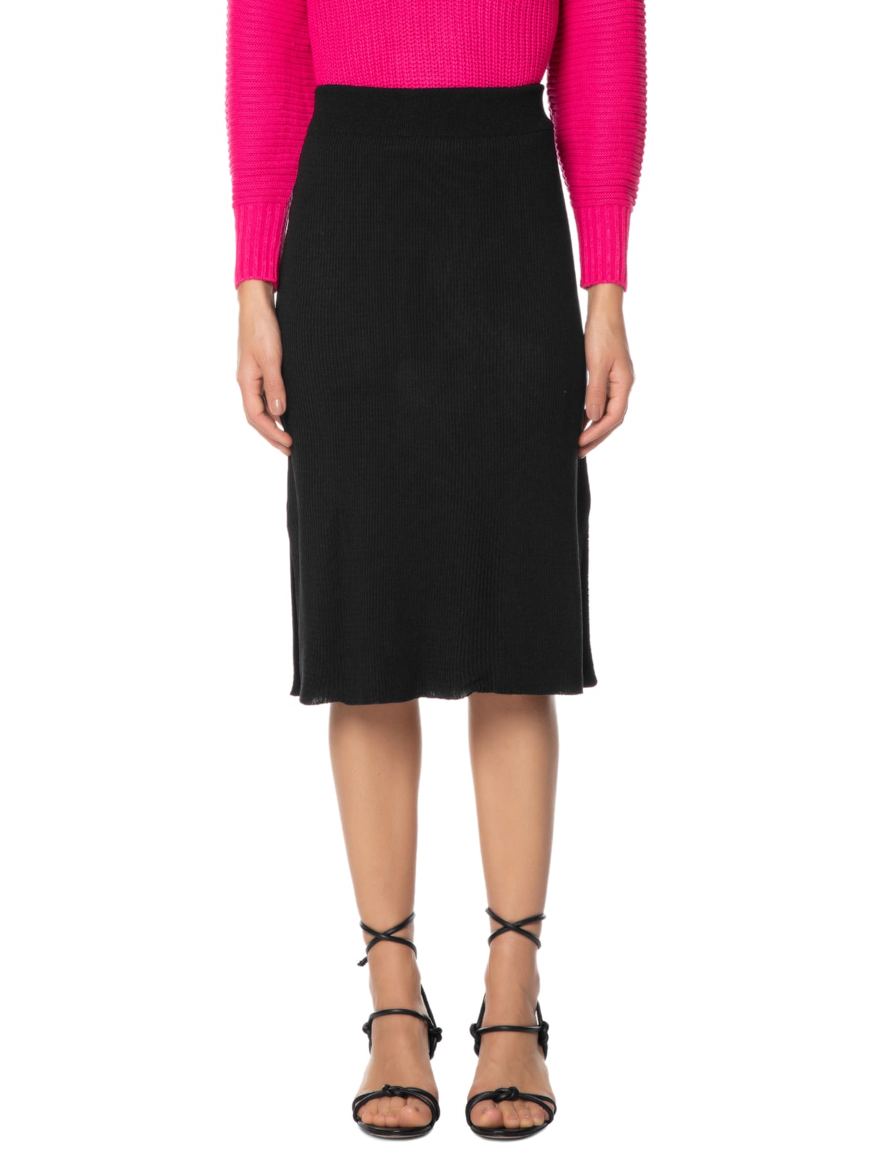 Saia Feminina Midi Tricot Preto '2Essential