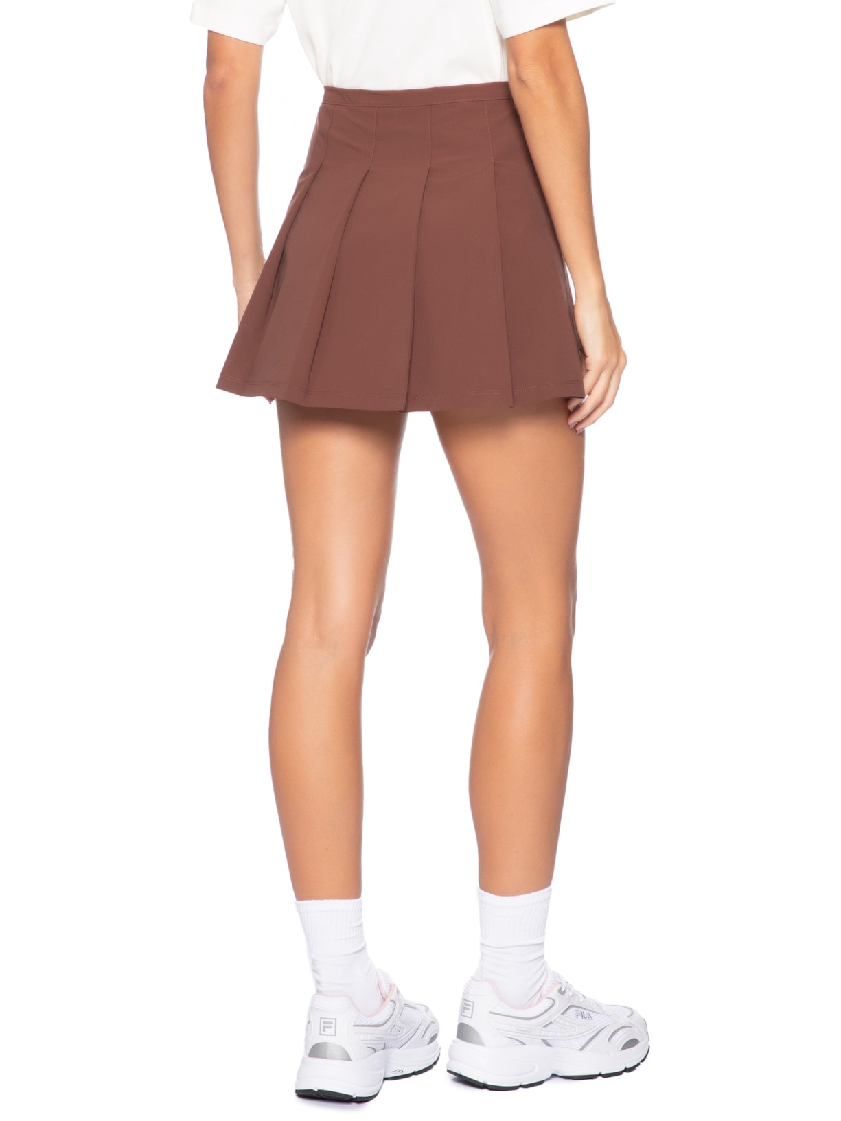 Saia Feminina Pleated Ag Marrom Fila