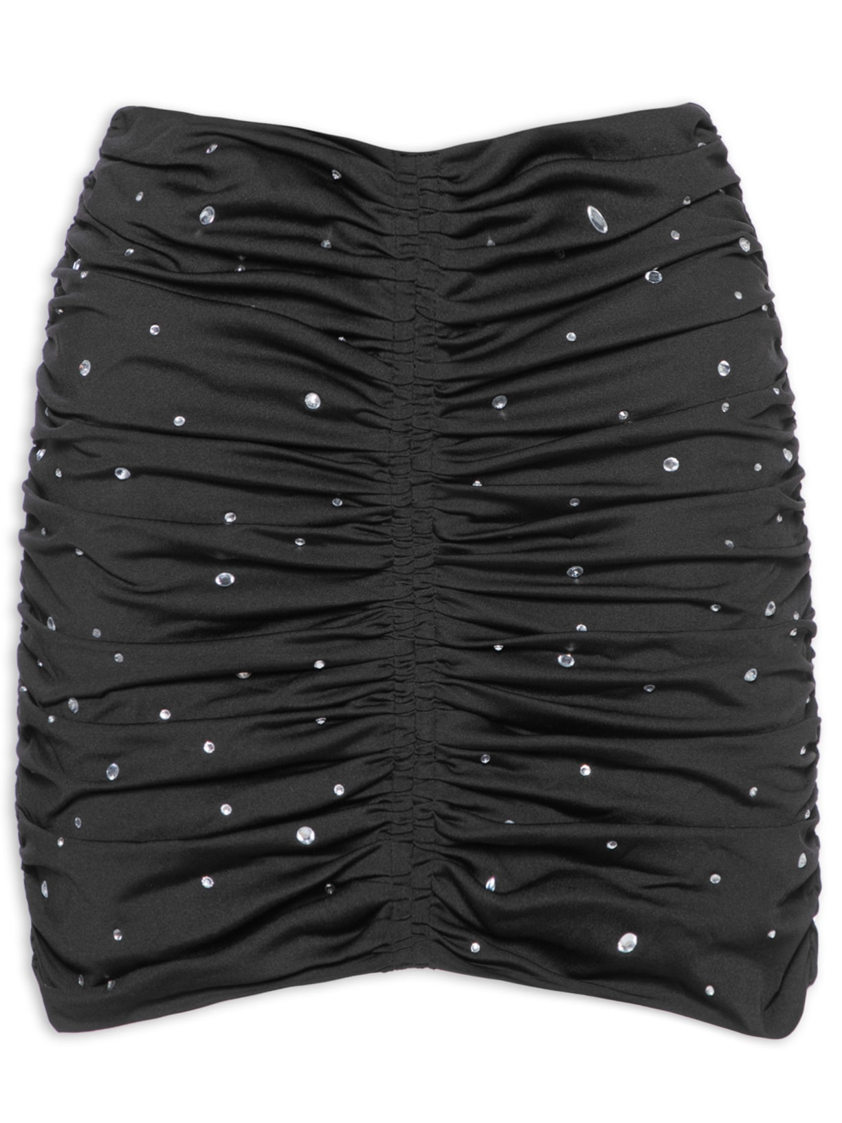 Saia Franzida Com Hotfix - Preto