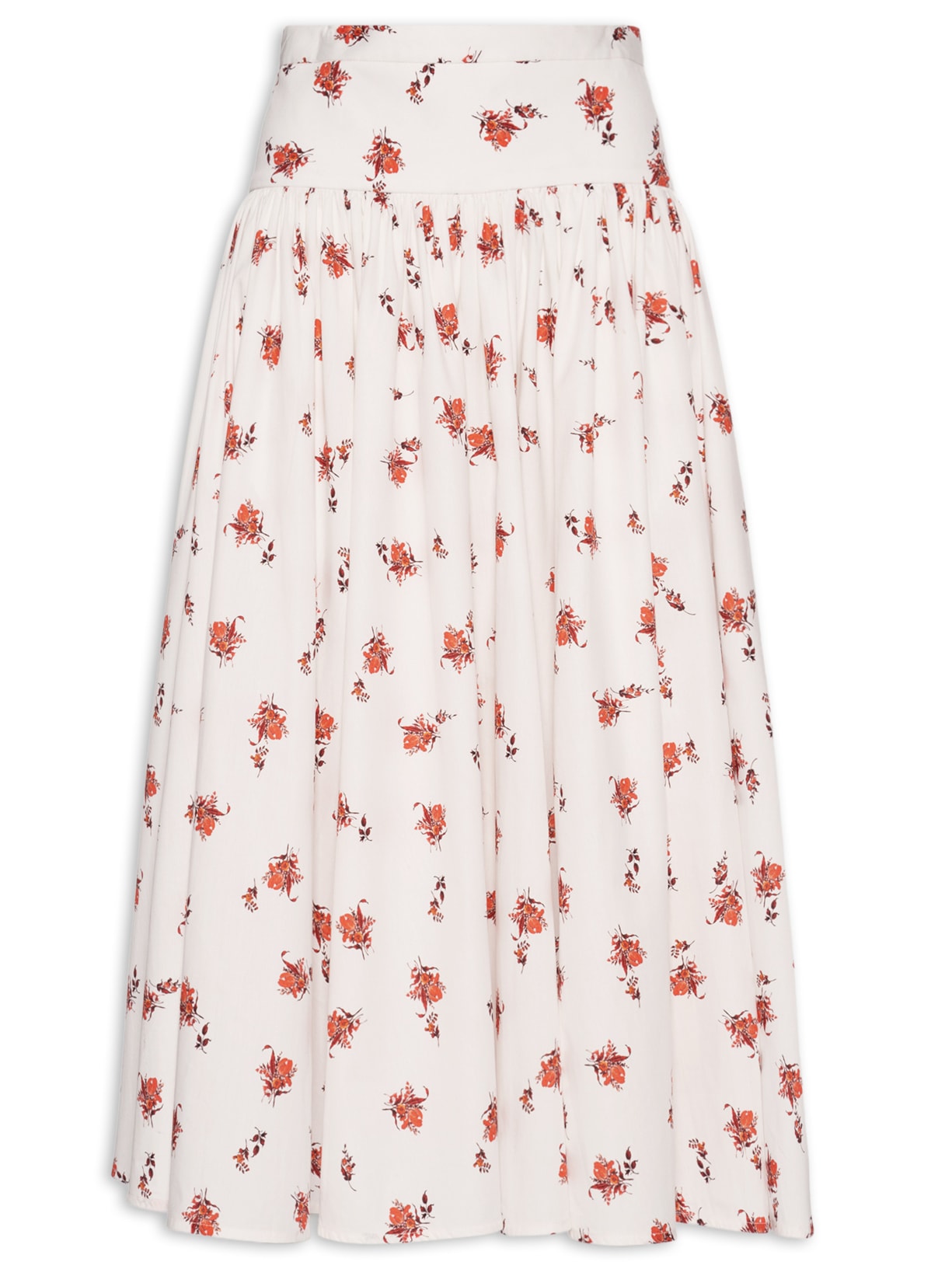 Saia Franzida Pala Curta Off White Andrea Marques