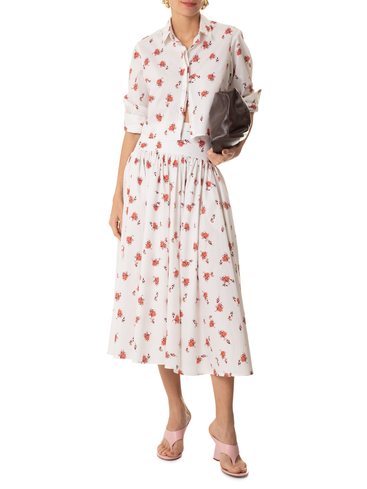 Saia Franzida Pala Curta Off White Andrea Marques