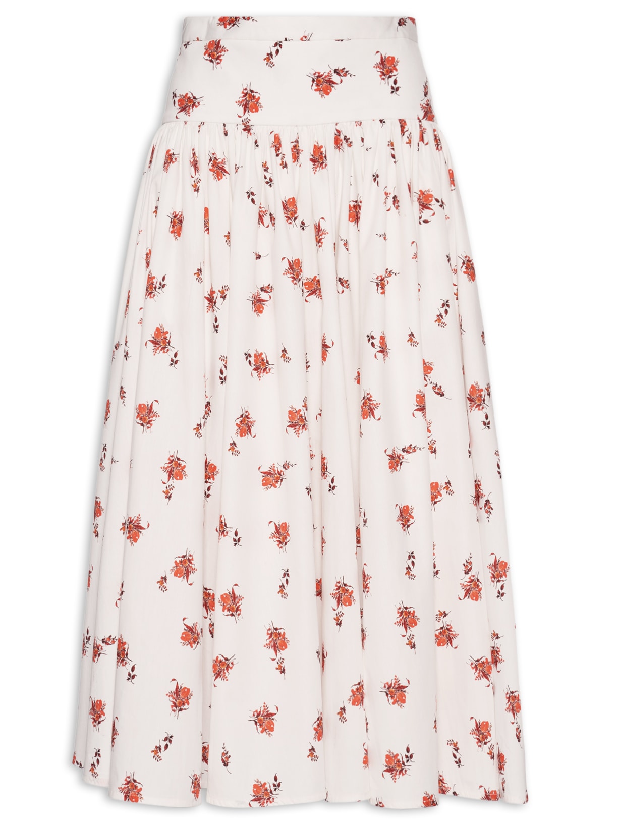Saia Franzida Pala Curta Off White Andrea Marques