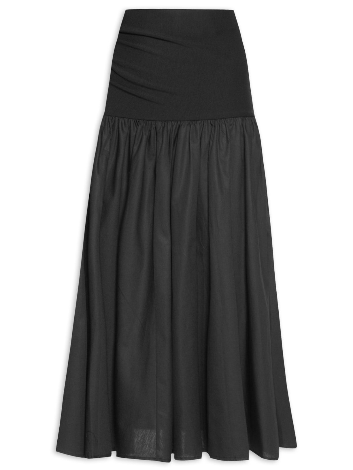 Saia Franzida Pala de Malha - Preto