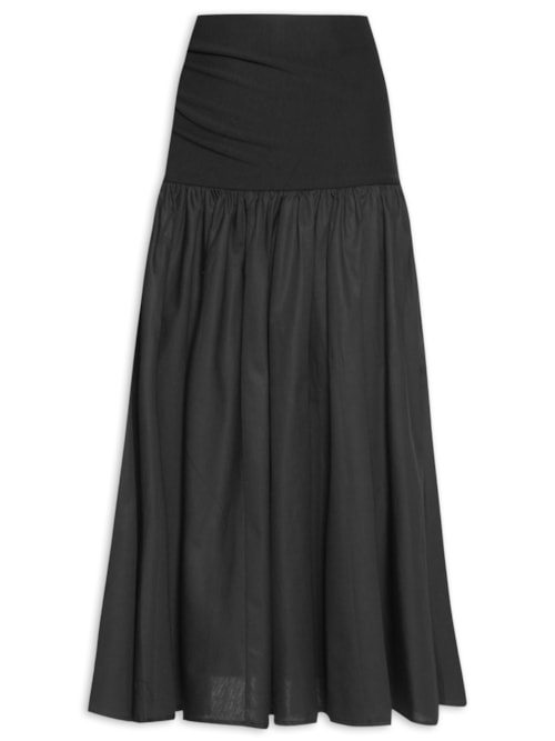 Saia Franzida Pala de Malha - Preto